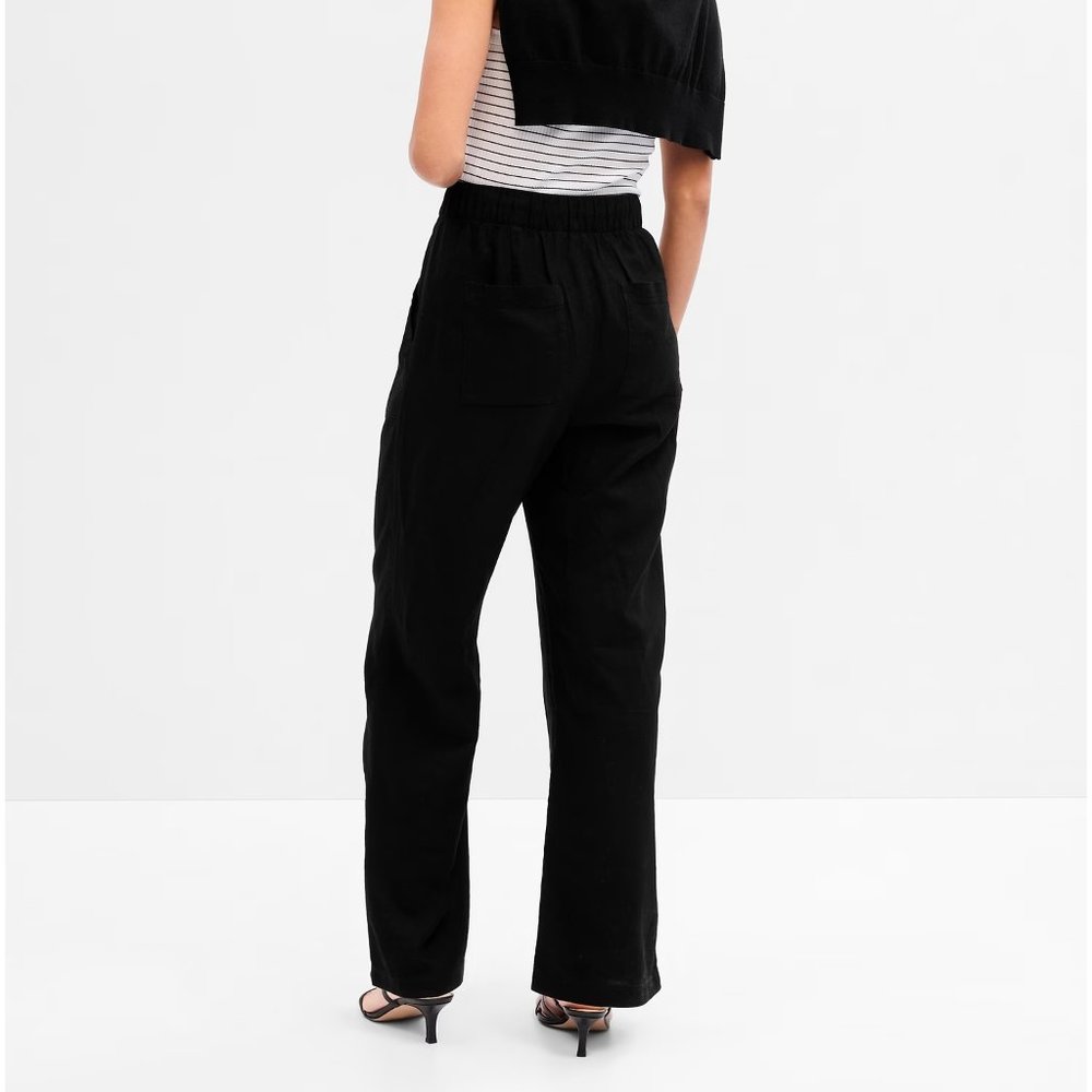 NWT GAP  Factory Black Wide Leg Linen Pants Lightweight - Picture 2 of 3